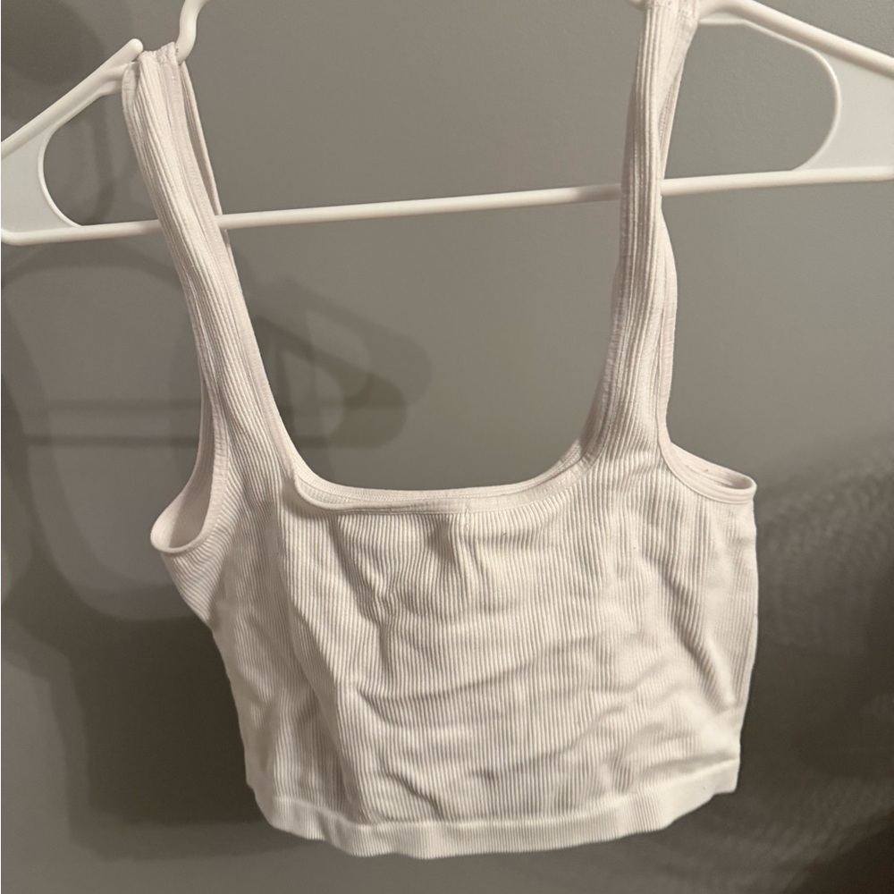 White Ribbed Crop Top - Picture 2 of 2